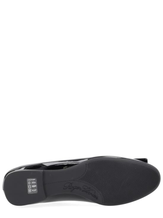 Patent Leather Flat Shoes with Rectangular Buckle Detail