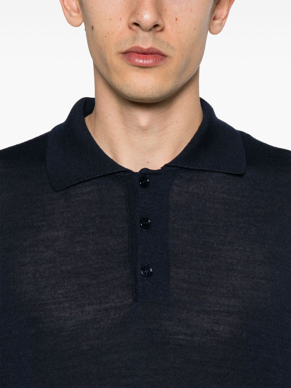 Navy Blue Long-Sleeve Polo Shirt