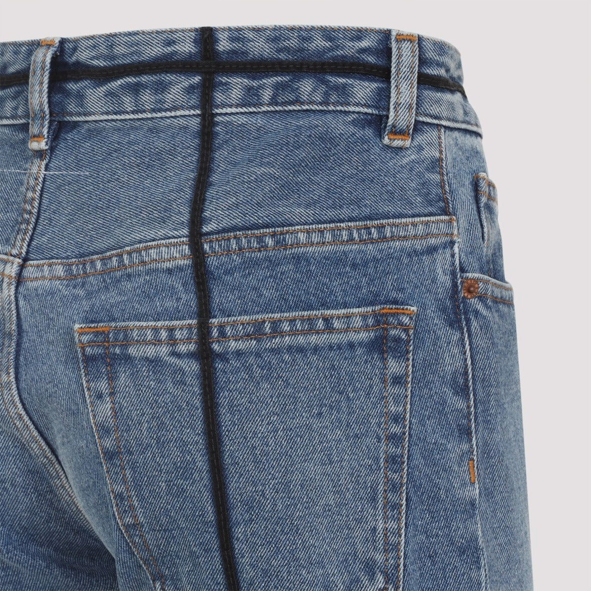 Flared Blue Jeans With Contrasting Stitching