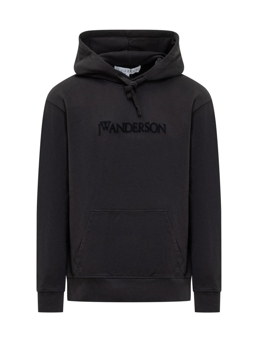 Minimalist Black Hoodie with Subtle Tonal Logo
