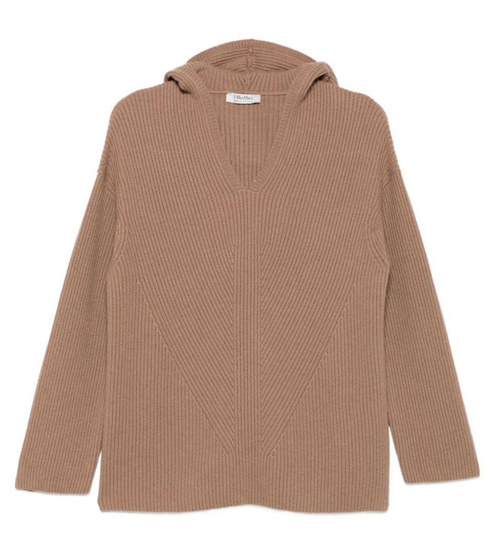 Ribbed Knit Sweater with Chevron Pattern