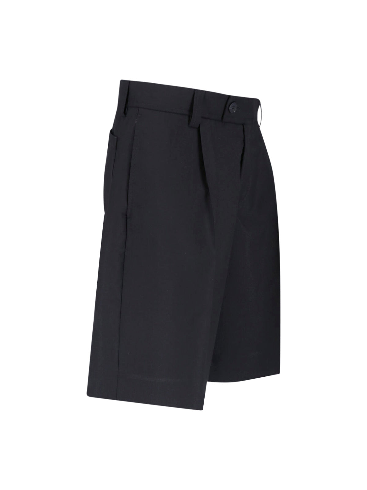 Black Classic Straight-Leg Wool Shorts