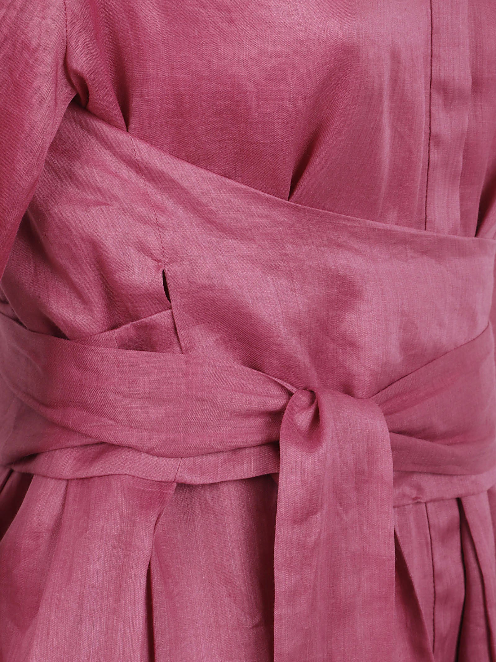 Knee-Length A-Line Dress with V-Neck and Bow Detail