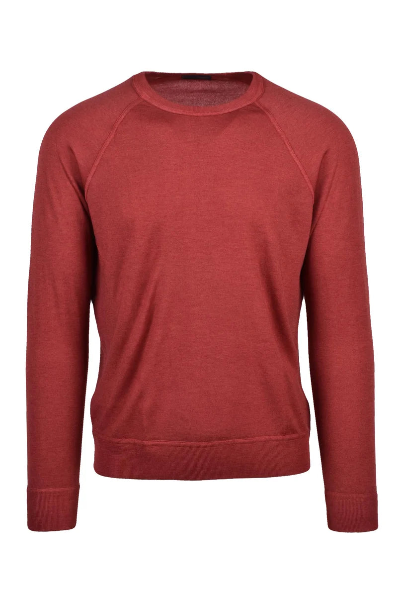 Merino Wool Crew Neck Sweater - Brown