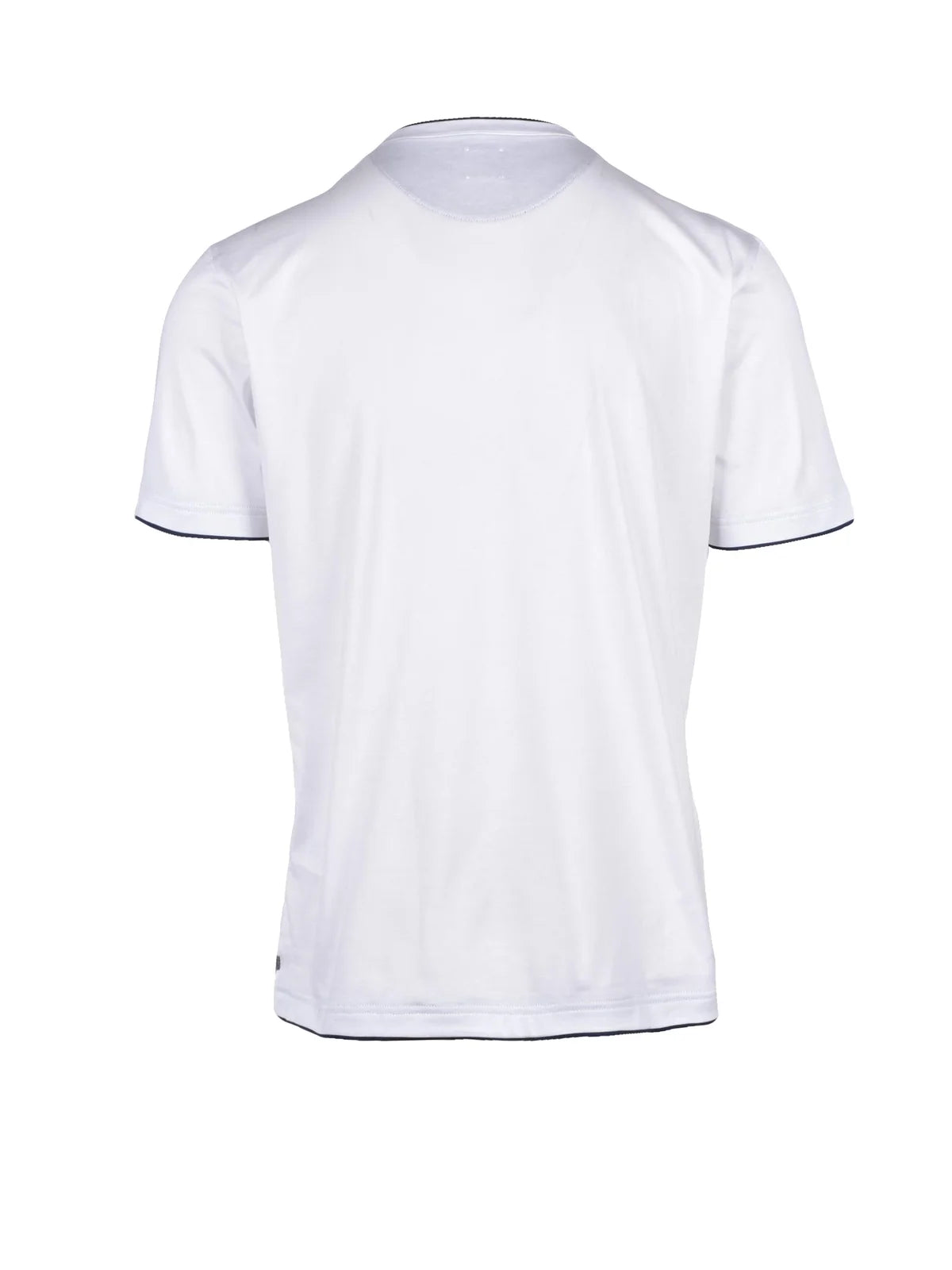 White Blue Cotton Men T-shirt