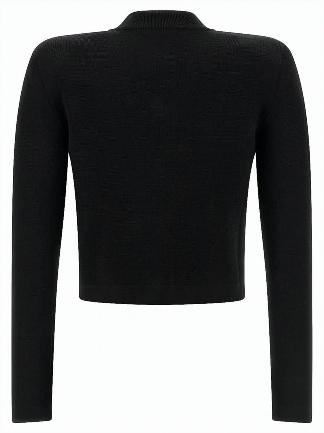 Cropped Black Cardigan With Gold-Tone Detailing