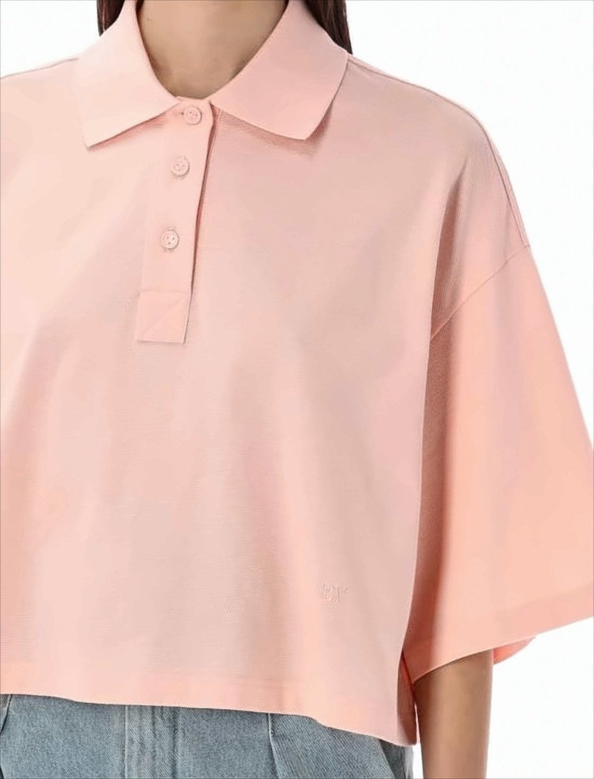 Cropped Polo Shirt with Classic Collar