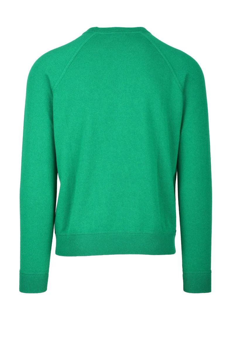 Green Cashmere Crew Neck Pullover Sweater