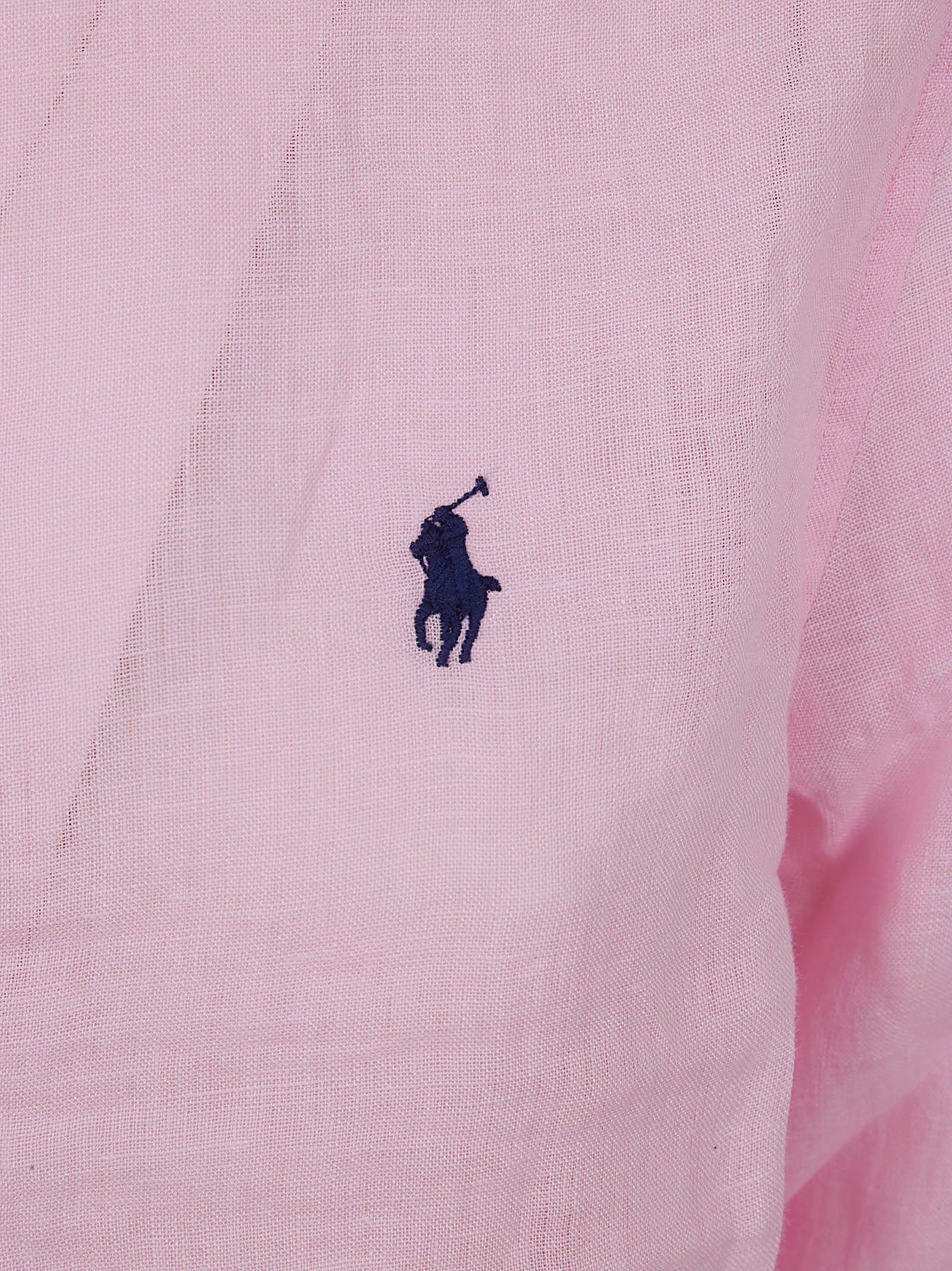 Button-Down Linen Shirt with Subtle Logo Detail
