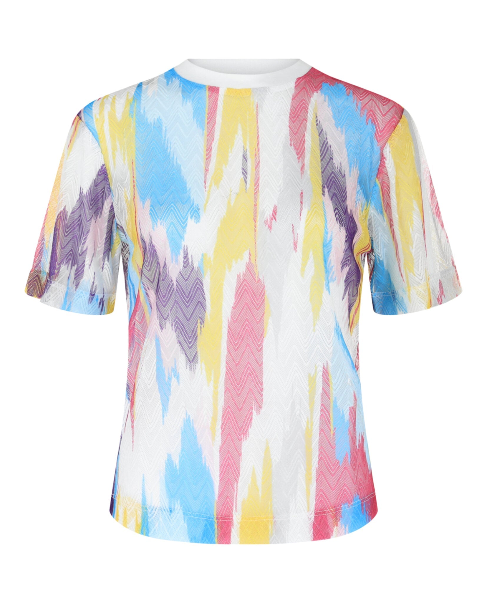 Sheer Chevron Mesh Crewneck T-Shirt