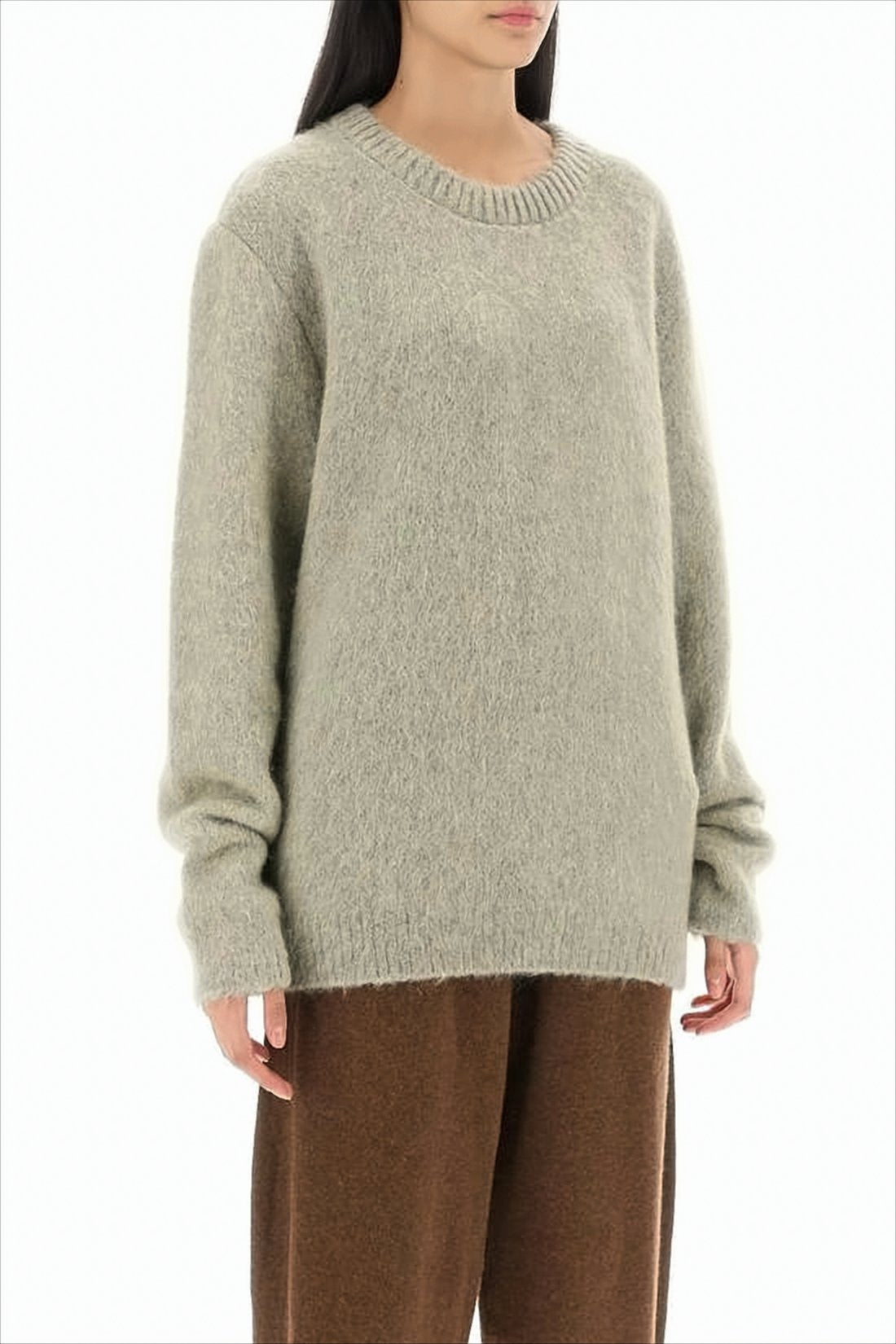 Soft Plush Sweater with Ribbed Neckline and Relaxed Fit