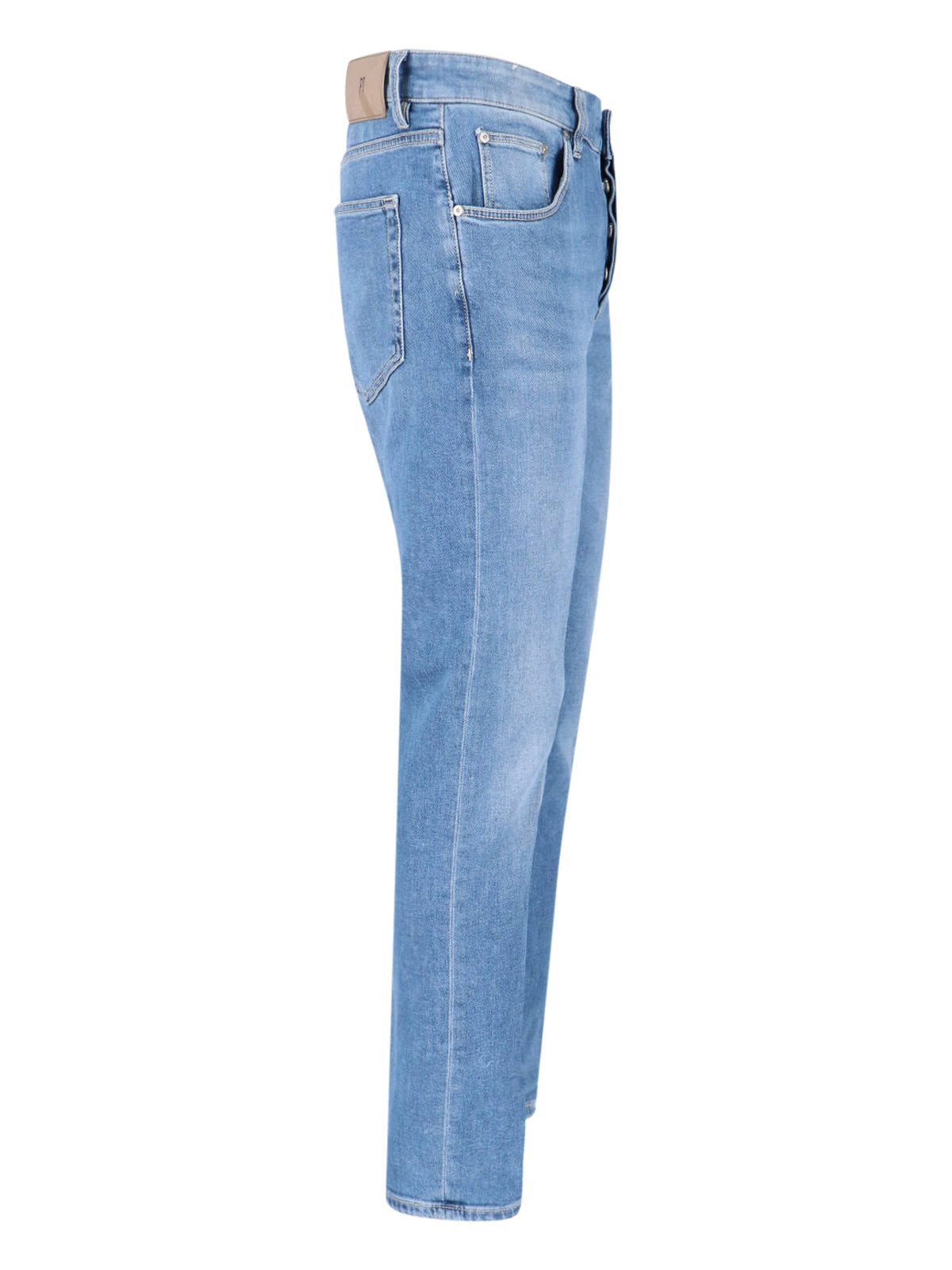 Blue Straight-Leg Stretch Cotton Jeans