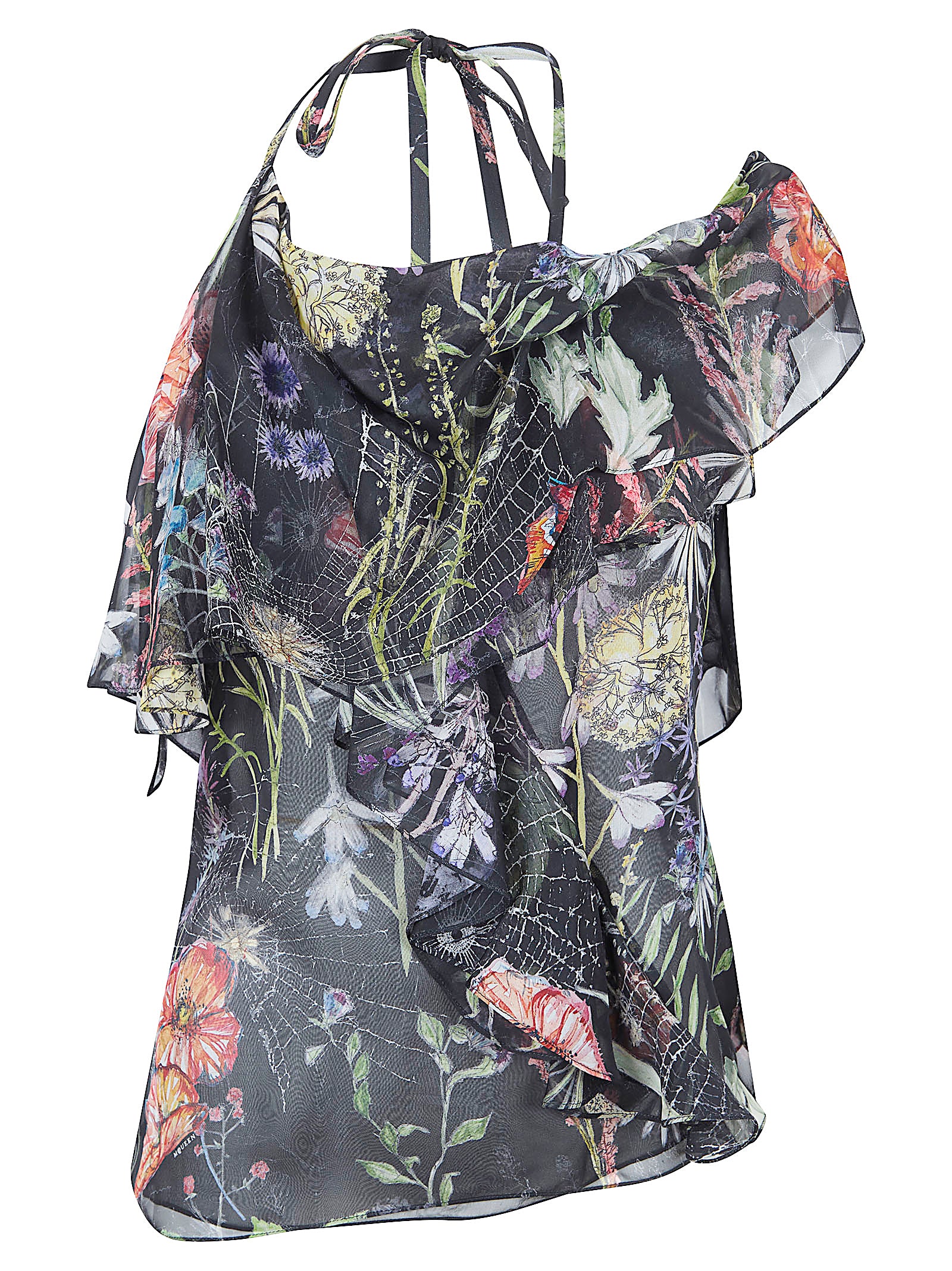 Asymmetric Floral Print Chiffon Blouse