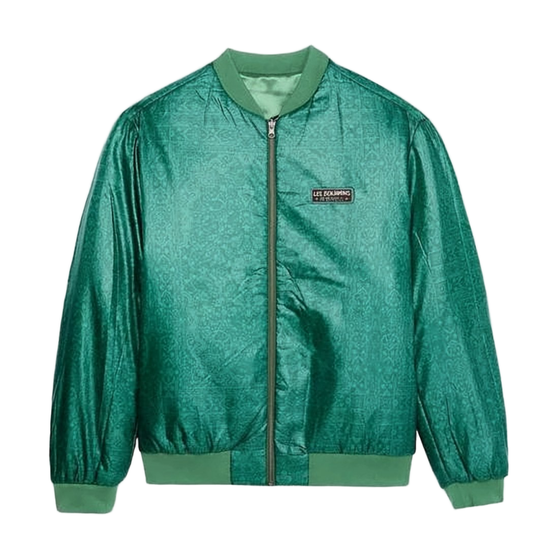 Green Shiny Polyester Bomber Jacket