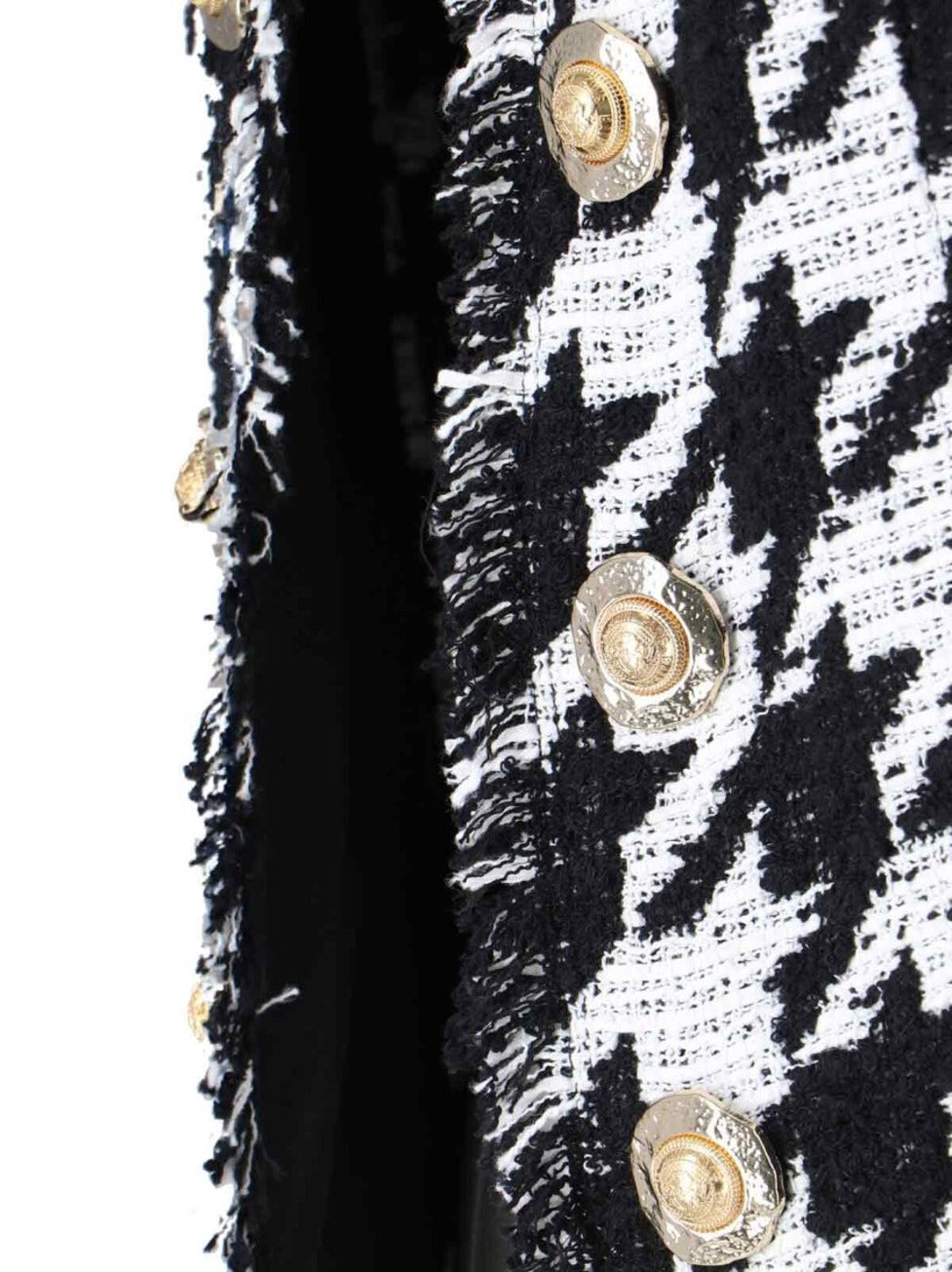 Classic Houndstooth Jacket With Gold-Tone Accents