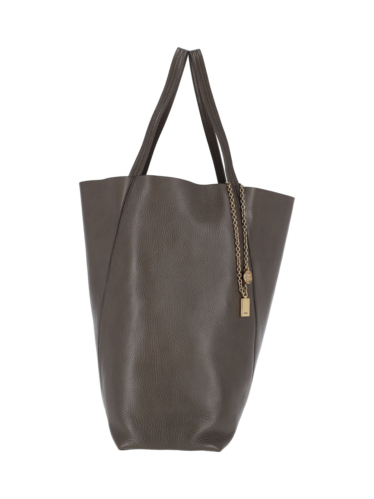 Grey Spin Textured Leather Tote