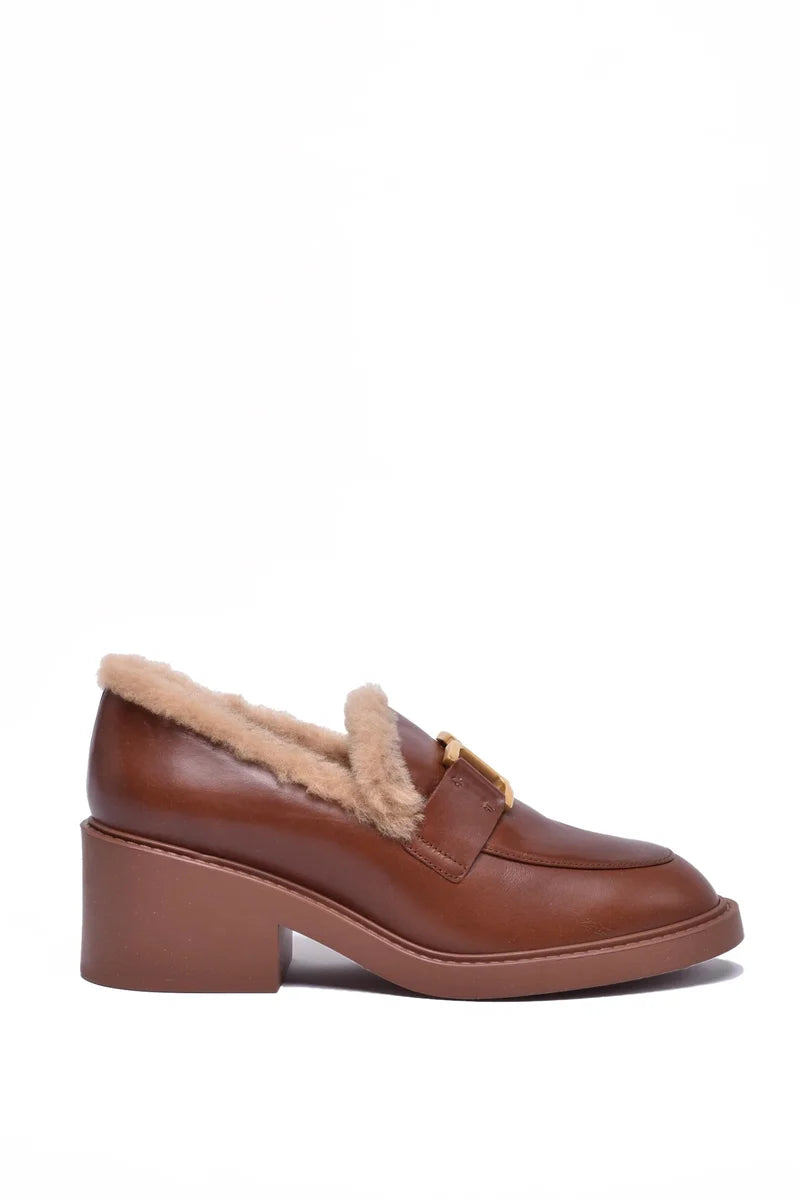 Pump with Fur Lining - Brown