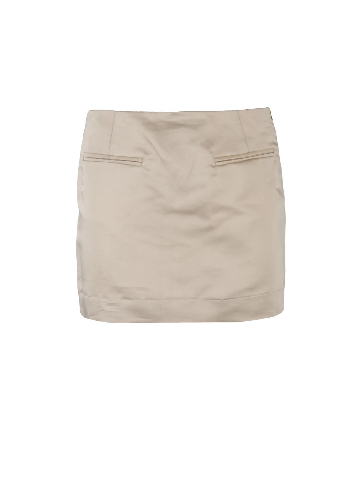 Beige Linen Cotton Women Mini Skirt