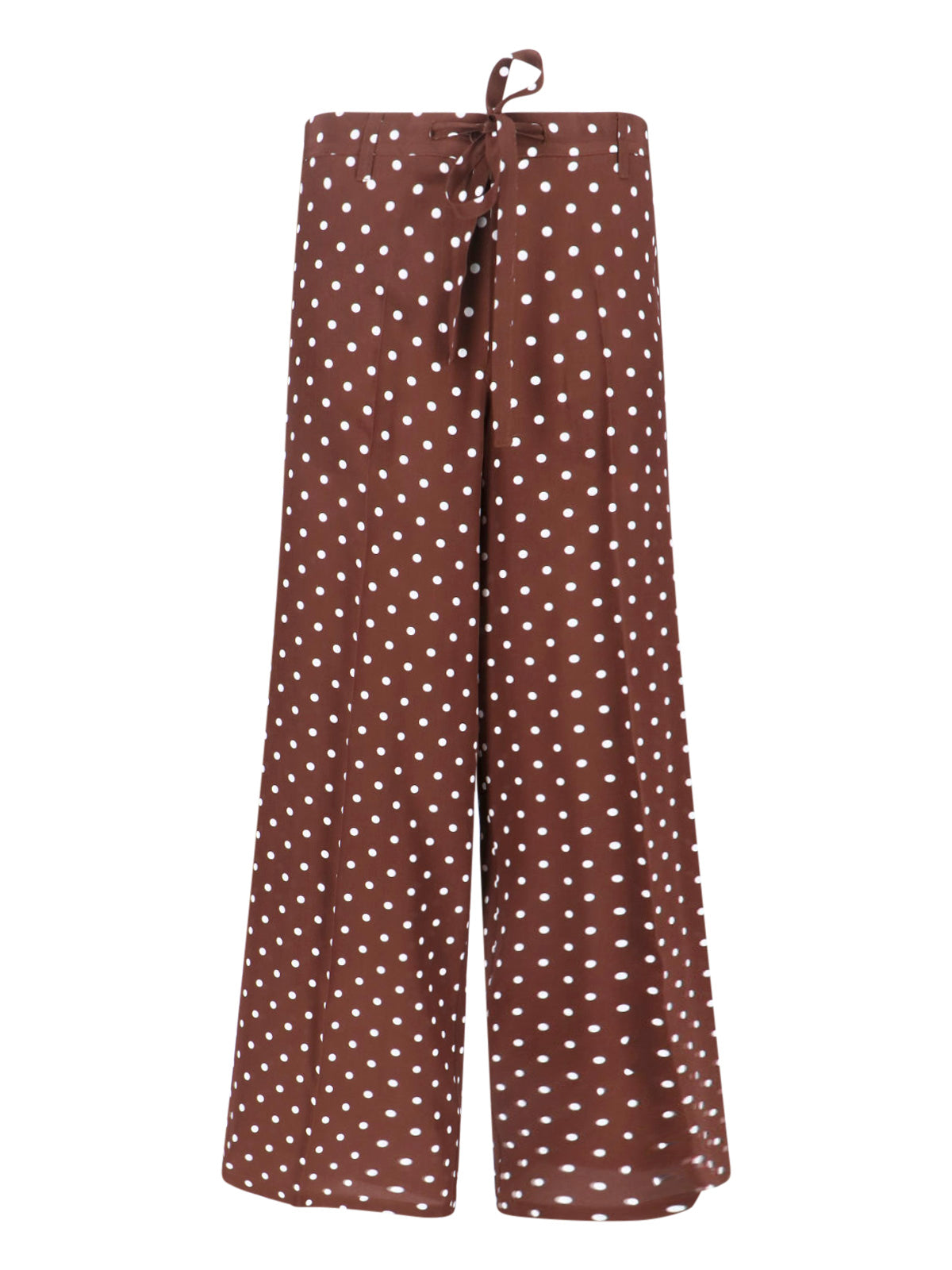 Polka Dot Silk Pants With Bow Detail