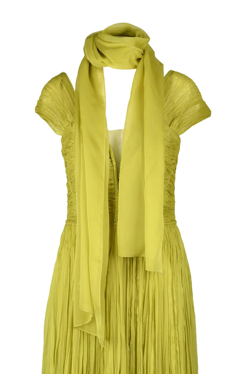 Pleated Maxi Dress - Acid Green