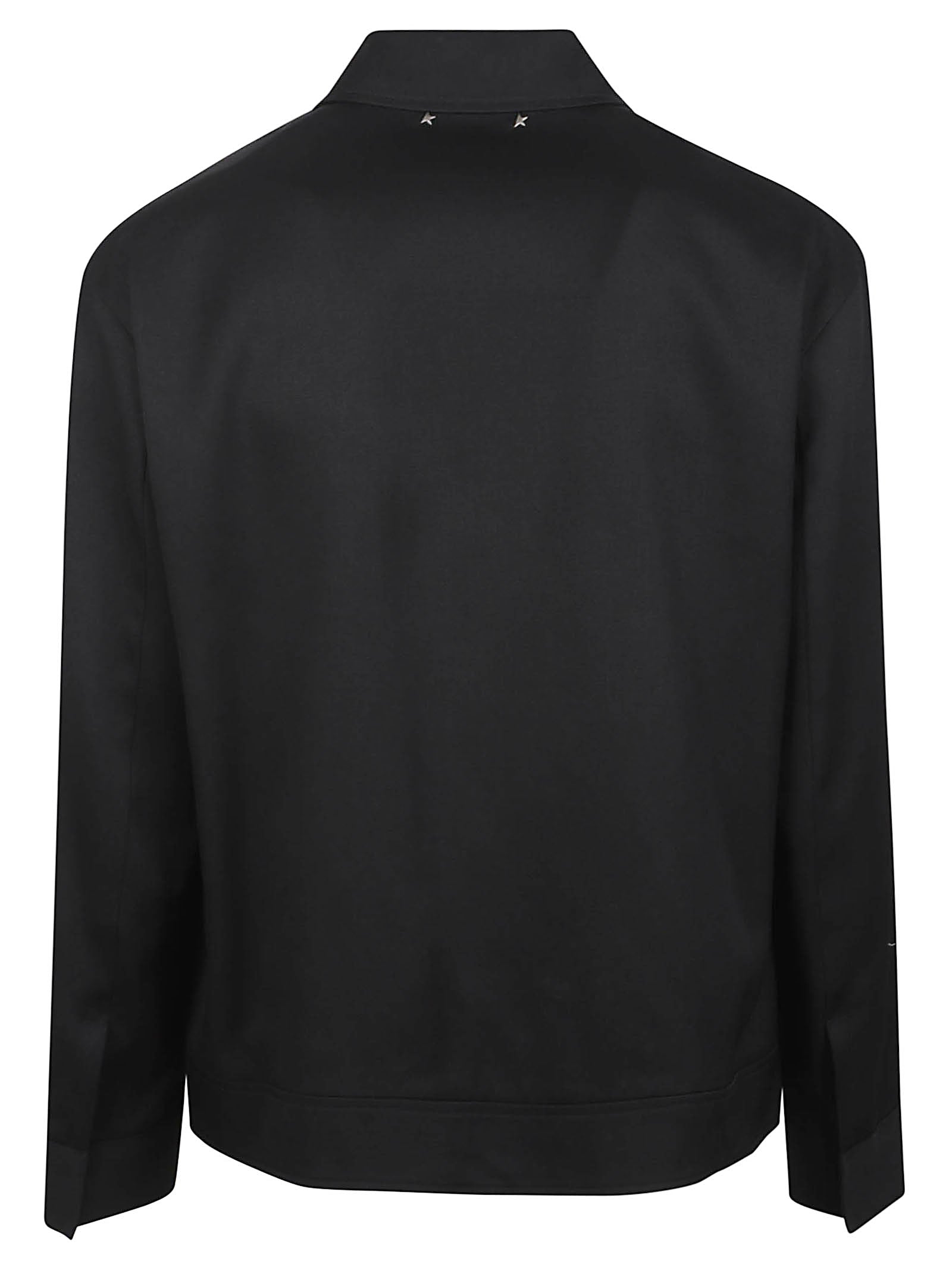 Virgin Wool Twill Jacket with Classic Collar and Double-slider Zip