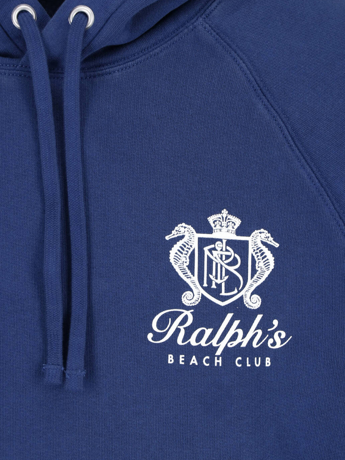 Blue Cotton Logo Print Hoodie