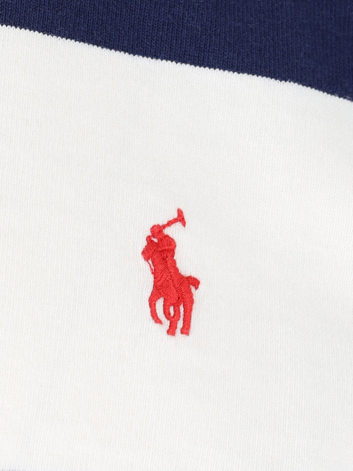 Navy/White Striped Short-Sleeve Polo