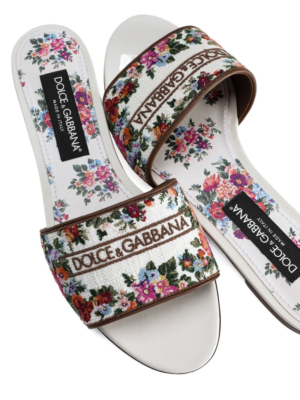 Slip-On Floral Flats with Logo Detail