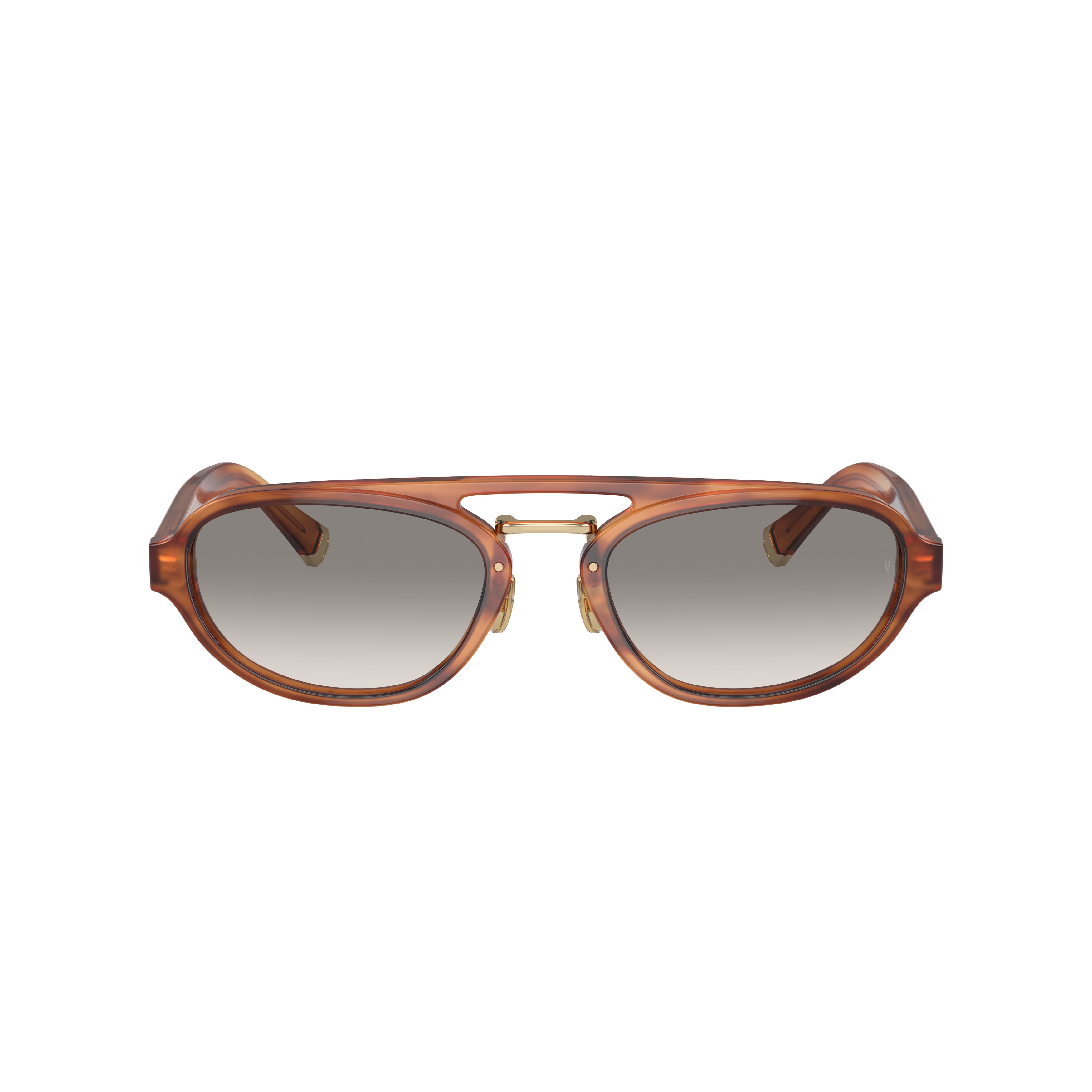 0bc4008s Translucent Amber Oval Sunglasses with Gold Accents