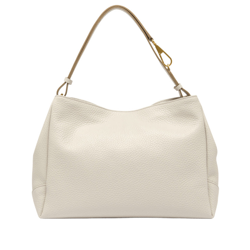 Sand Textured Leather Handbag with Magnetic Closure