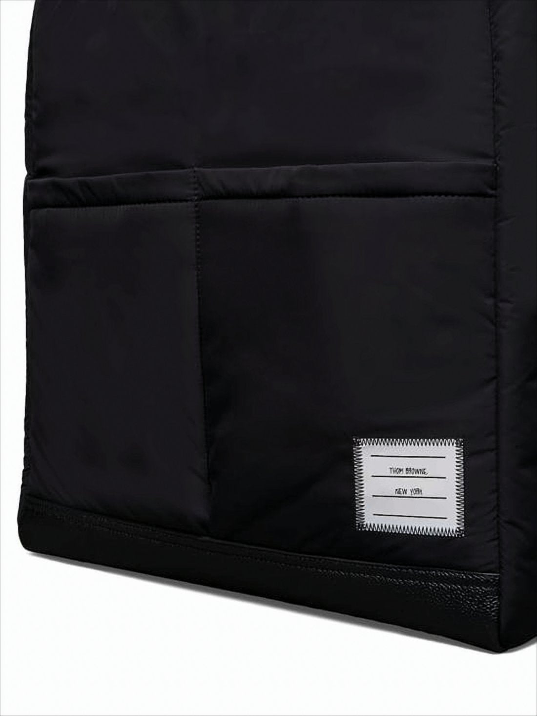 Black Polyester Tote Bag with Calf Leather Accents