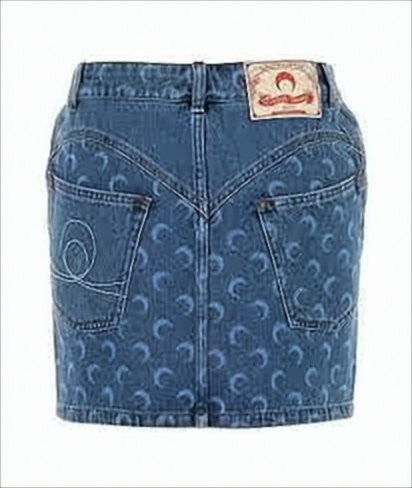 Mini Denim Skirt with Crescent Moon Pattern