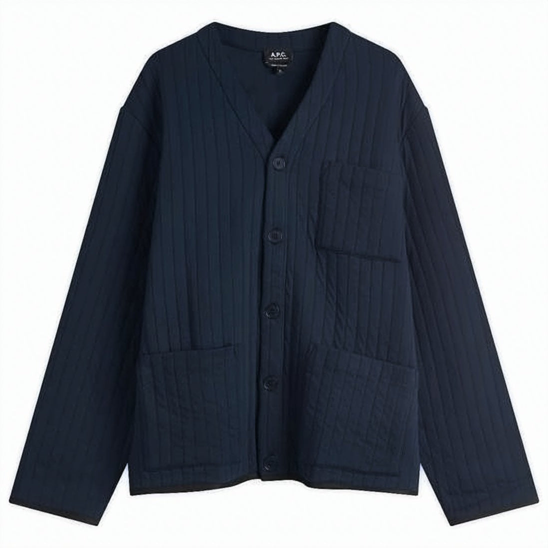 Quilted Relaxed Fit Jacket with V-Neckline