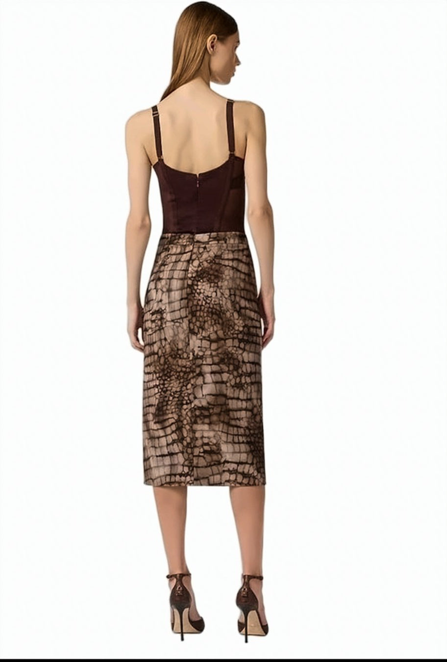Alligator Print Jersey Midi Skirt