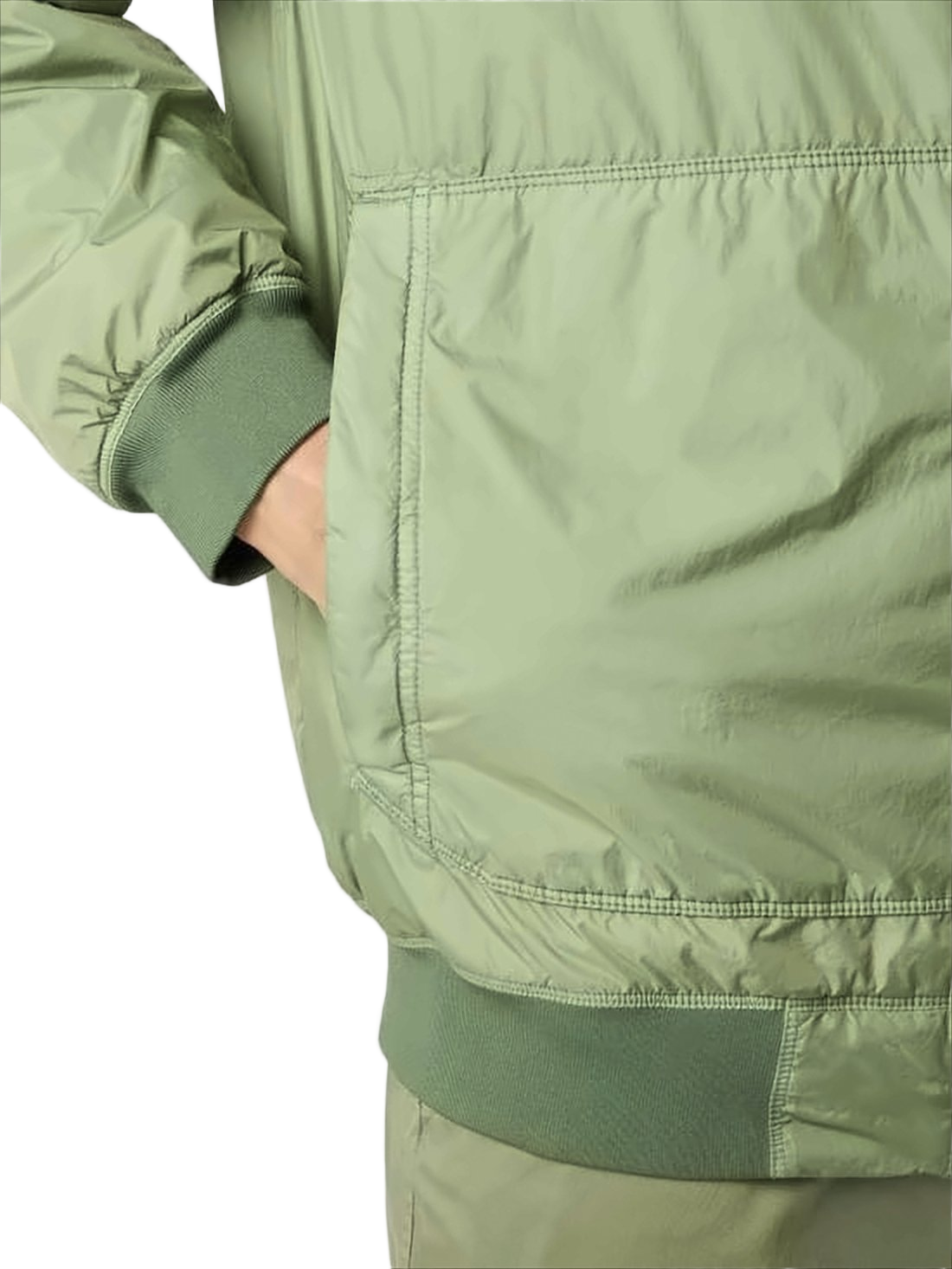 Hooded Lightweight Green Jacket with Distinctive Patch