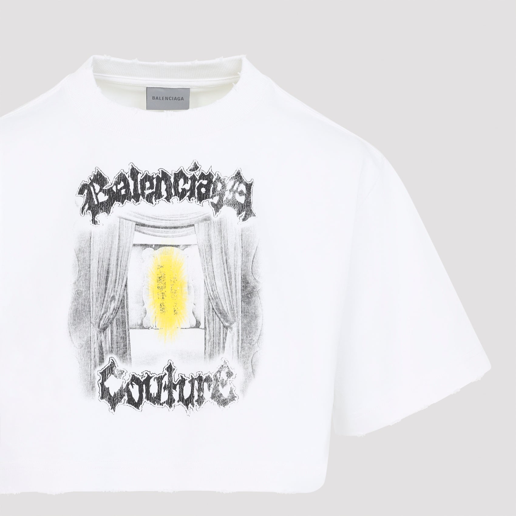 Cropped Graphic T-Shirt with Print Accents