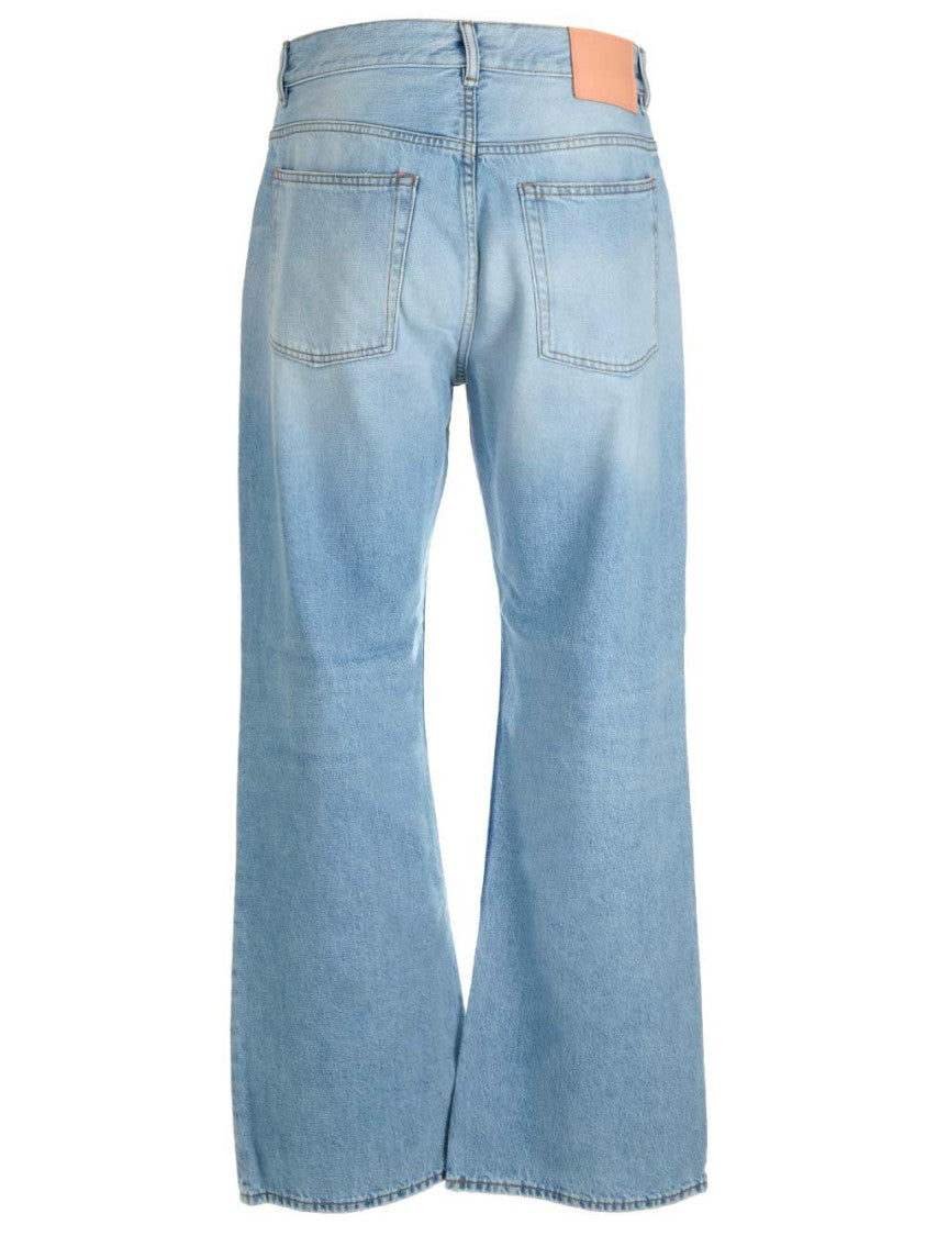 Wide-Leg Denim Pants with Vintage-Inspired Wash