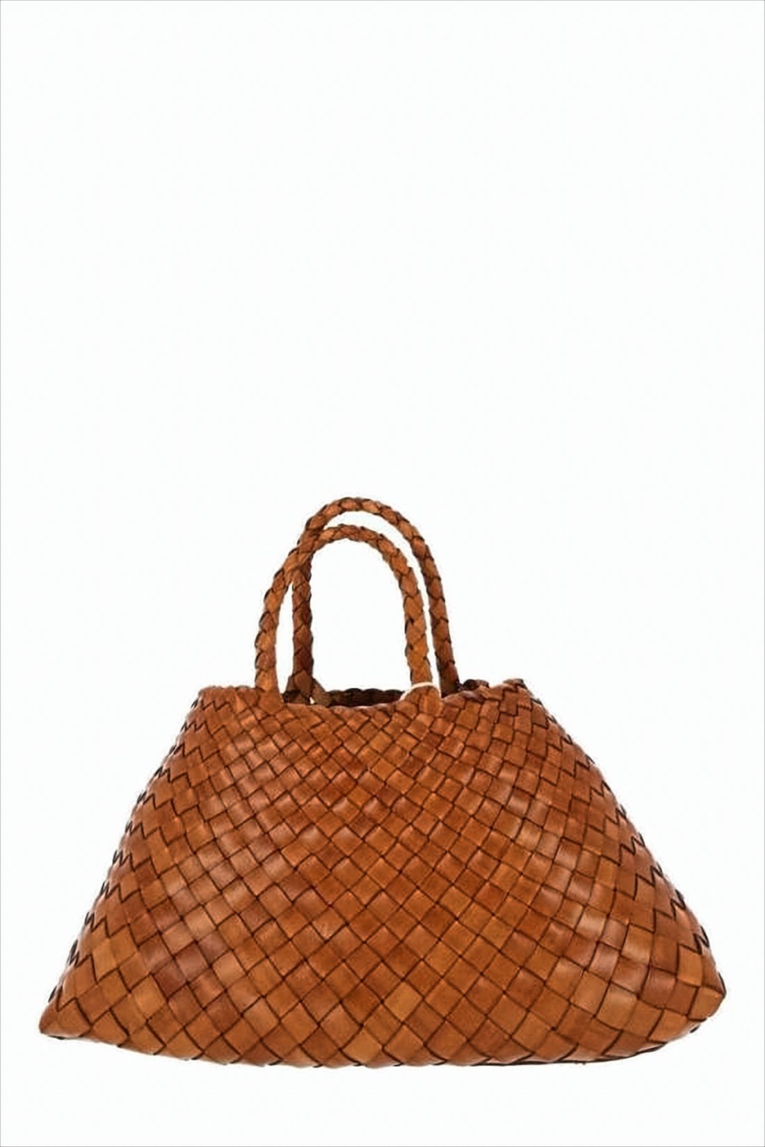 Woven Buffalo Leather Tote with Braided Handles