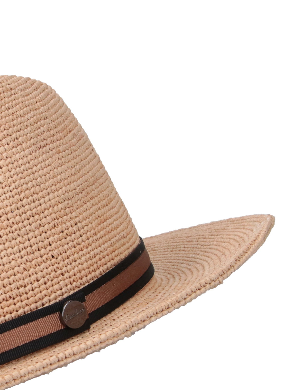 Beige Woven Fedora Striped Hat