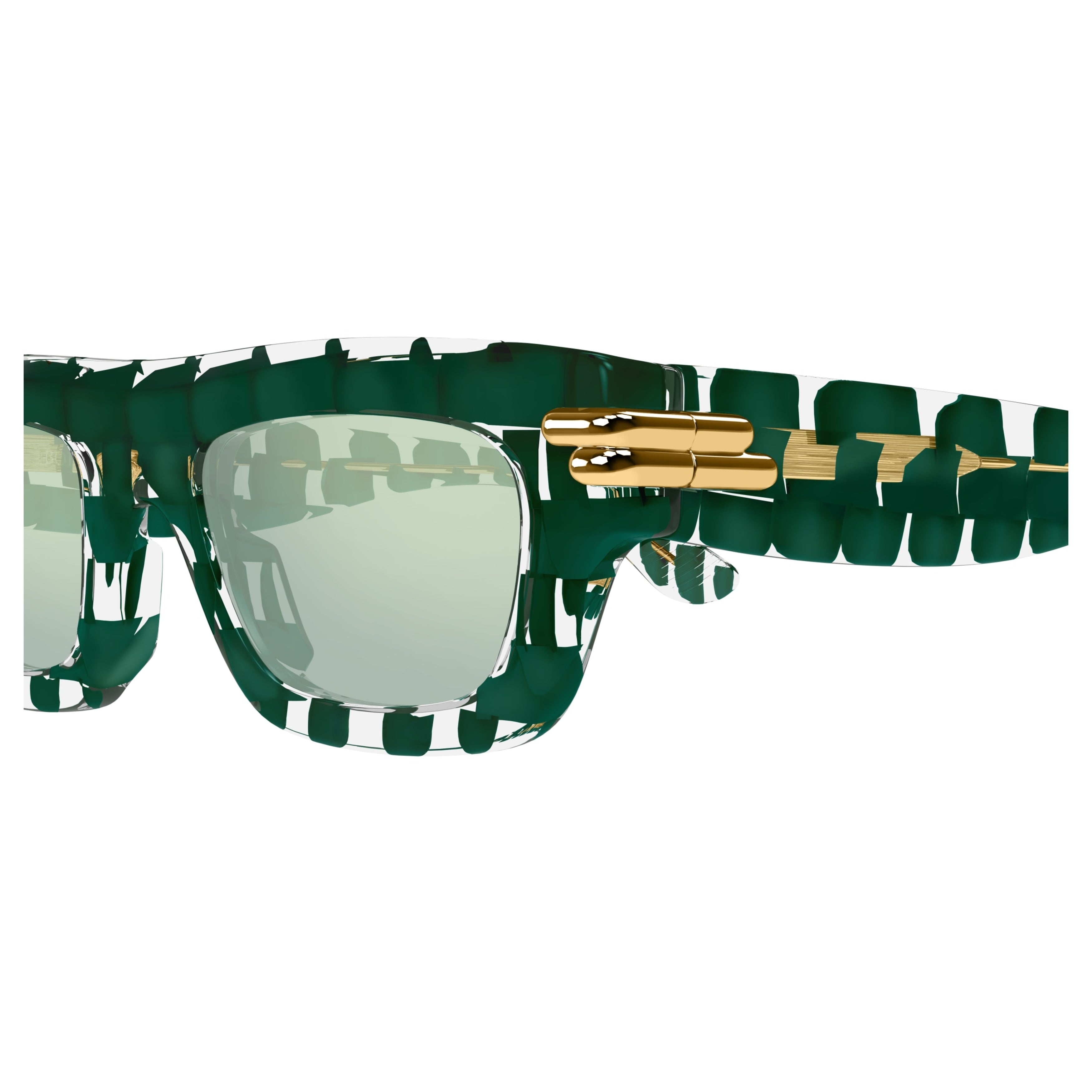 Checkered Pattern Sunglasses With Gold Accents