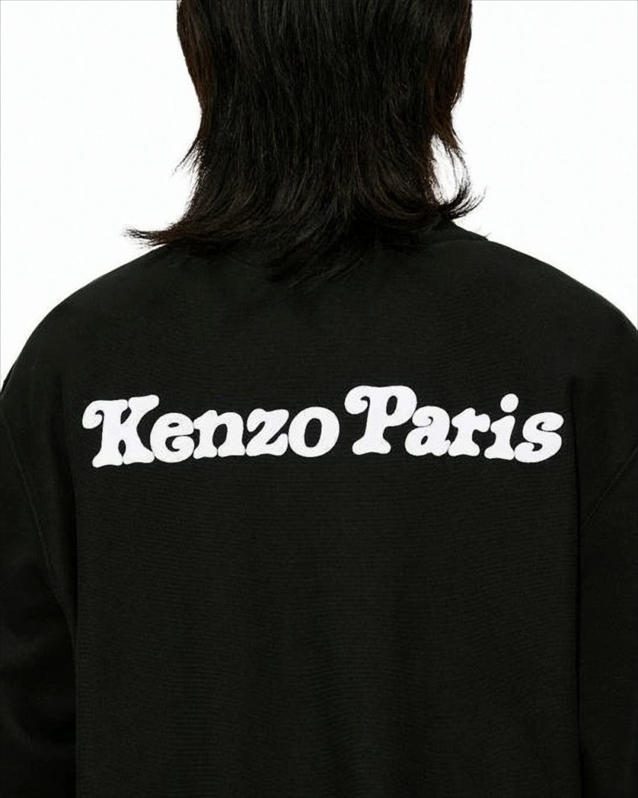Long-Sleeve Black Cotton T-Shirt with Playful Graphic