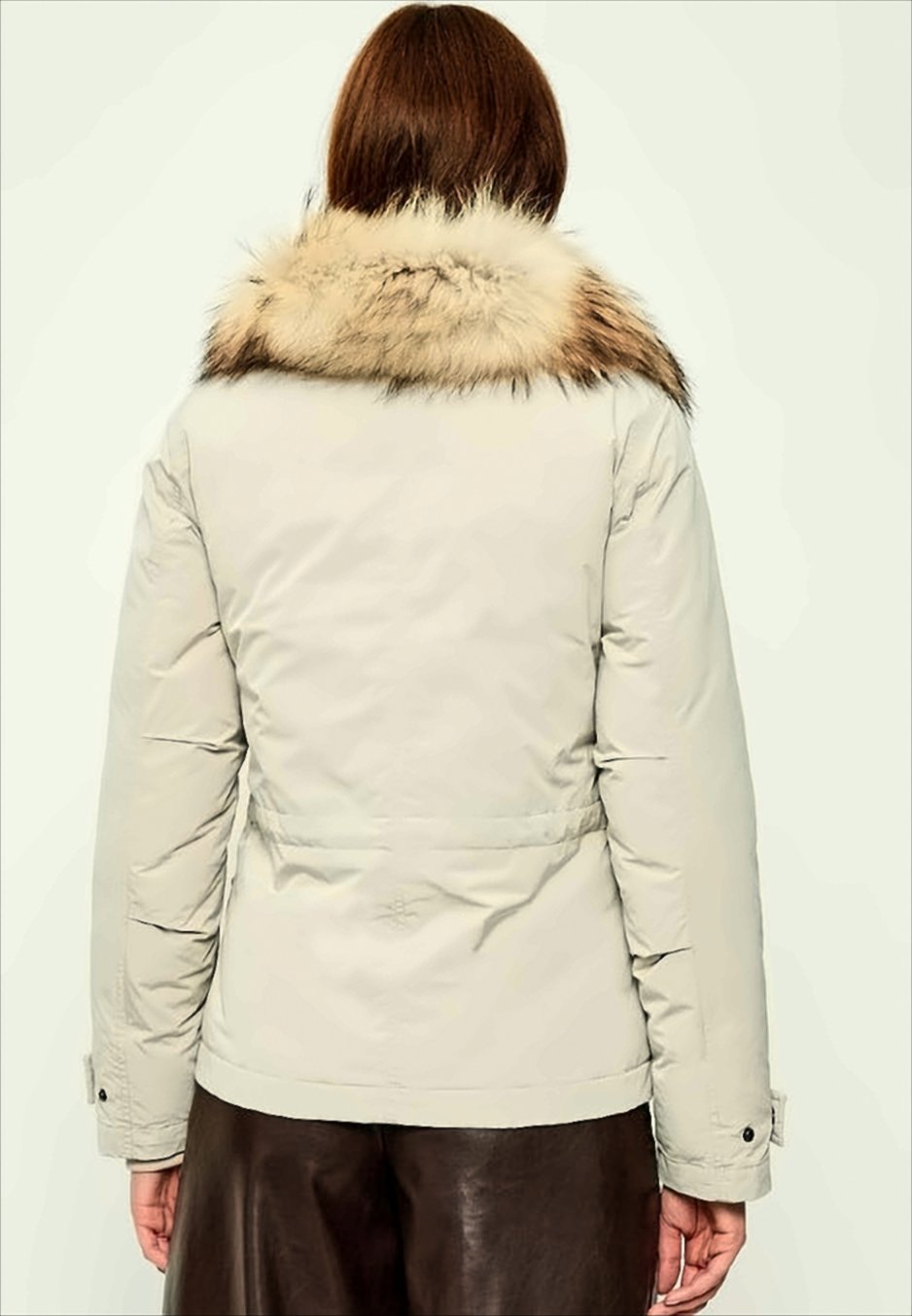 Plush Fur-Trimmed Down Jacket With Concealed Closure
