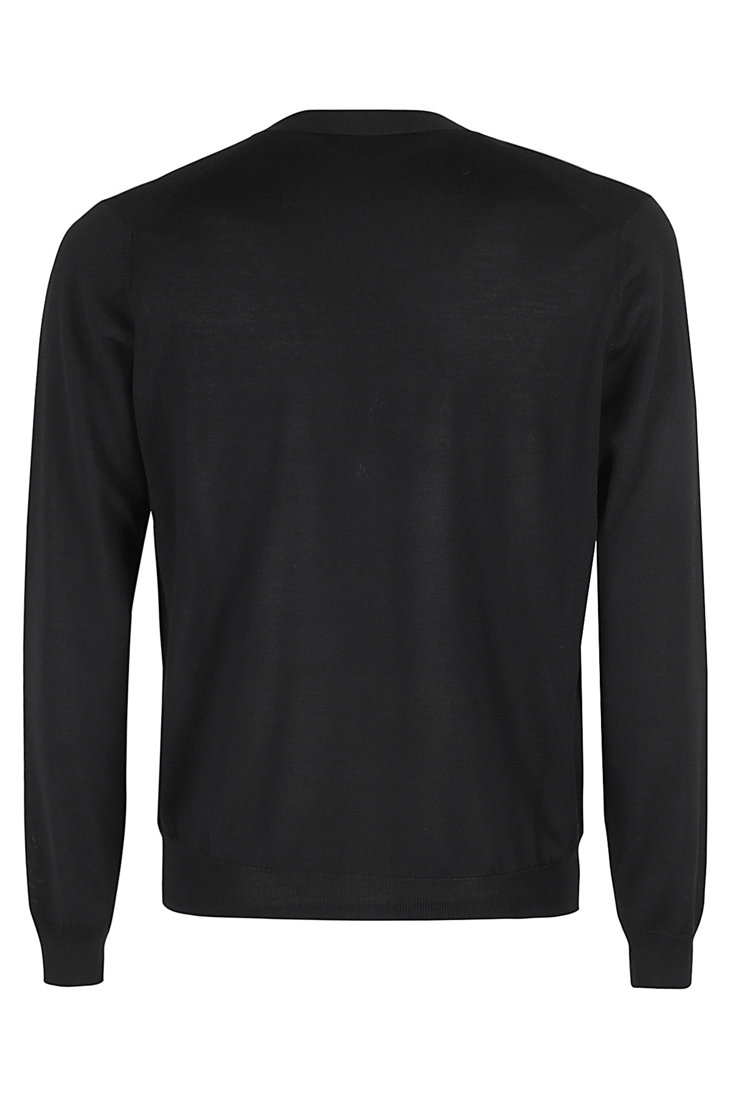 Black Merino V-Neck Button Cardigan