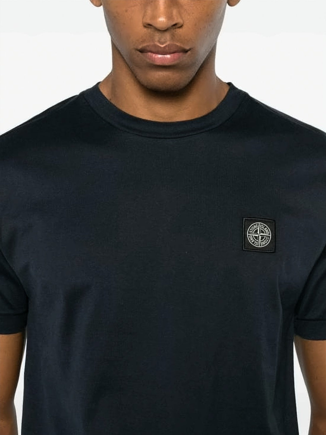 Minimalist Black Crew Neck T-Shirt with Patch Logo