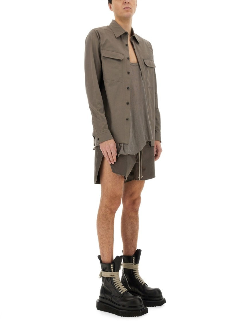 Structured Cotton Work Shirt With Button-Down Front