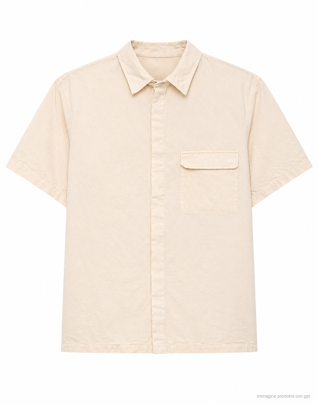 White Loose Fit Twill Hemp Bowling Shirt