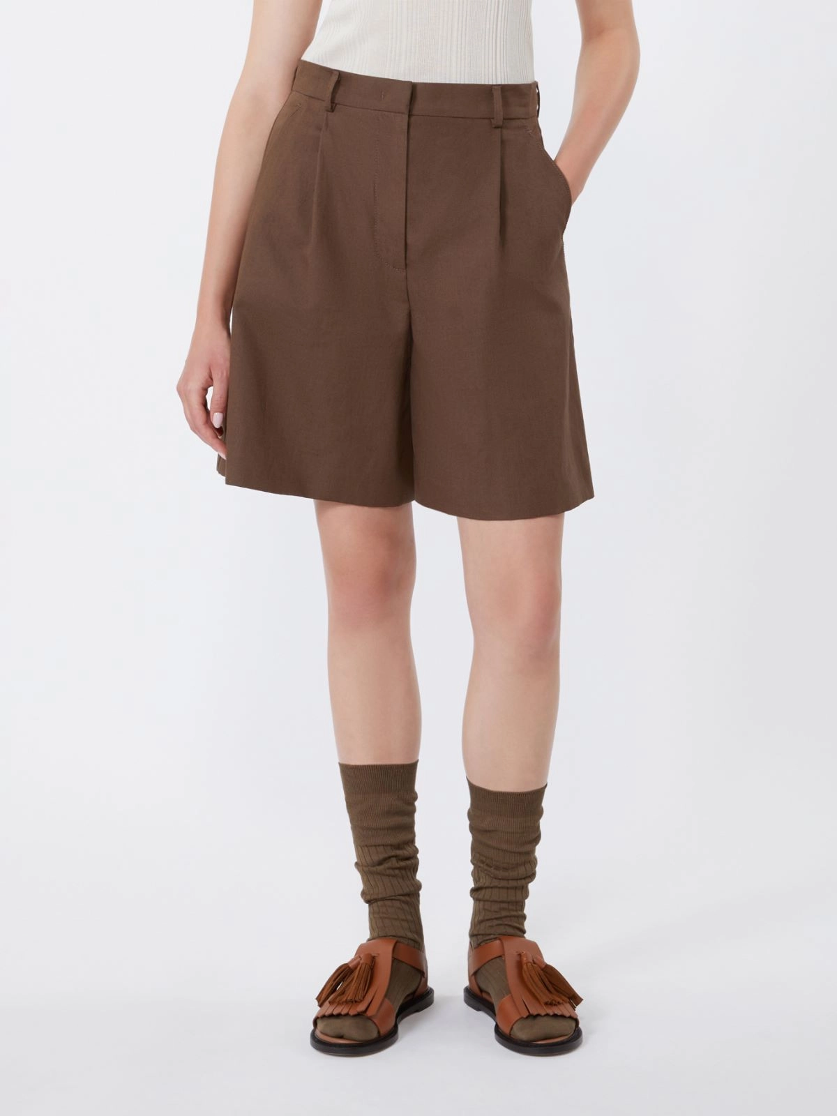 High-Waisted Tailored Shorts with Flared Leg