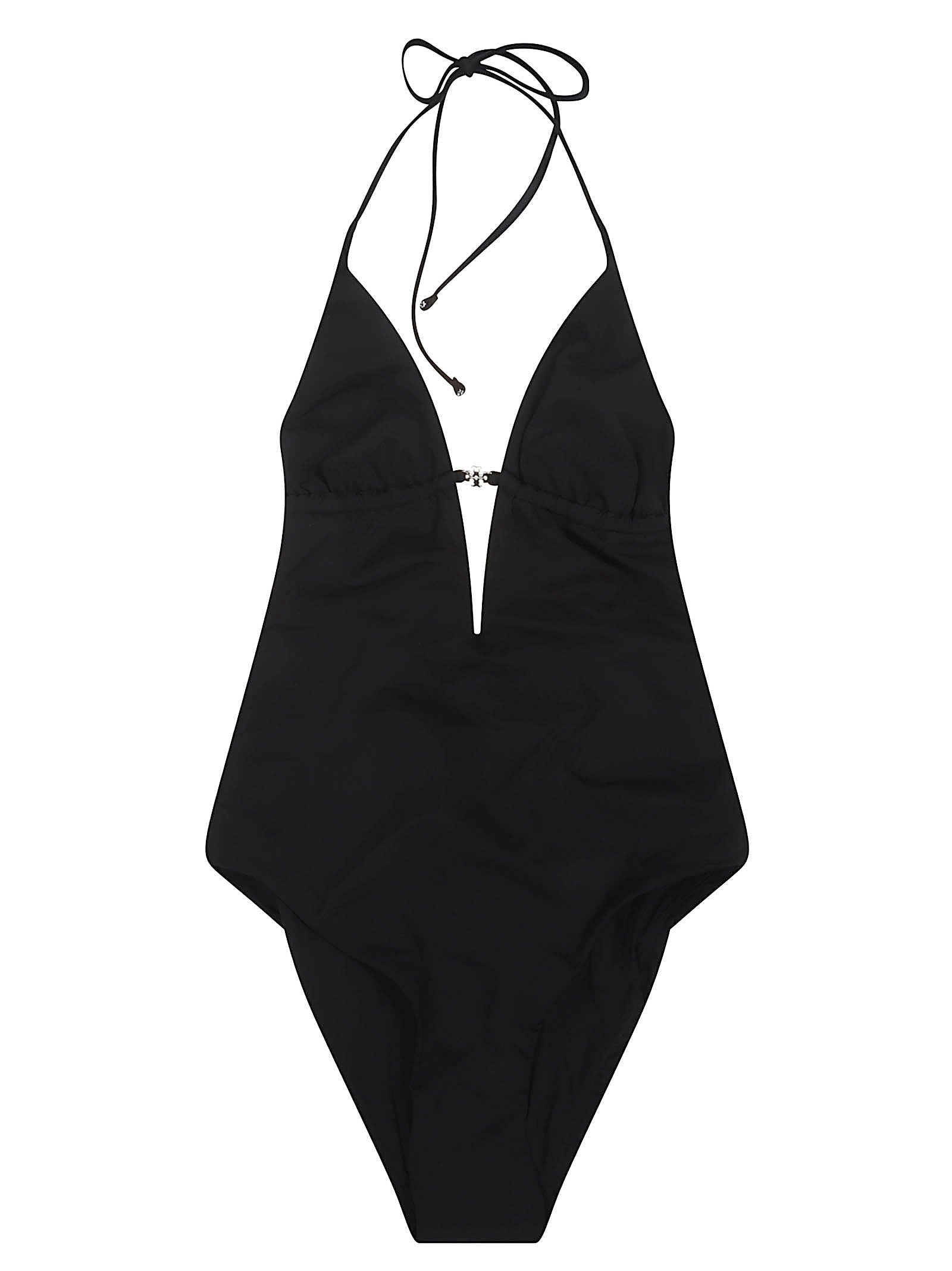 Black One-Piece Swimsuit With Knot Closure