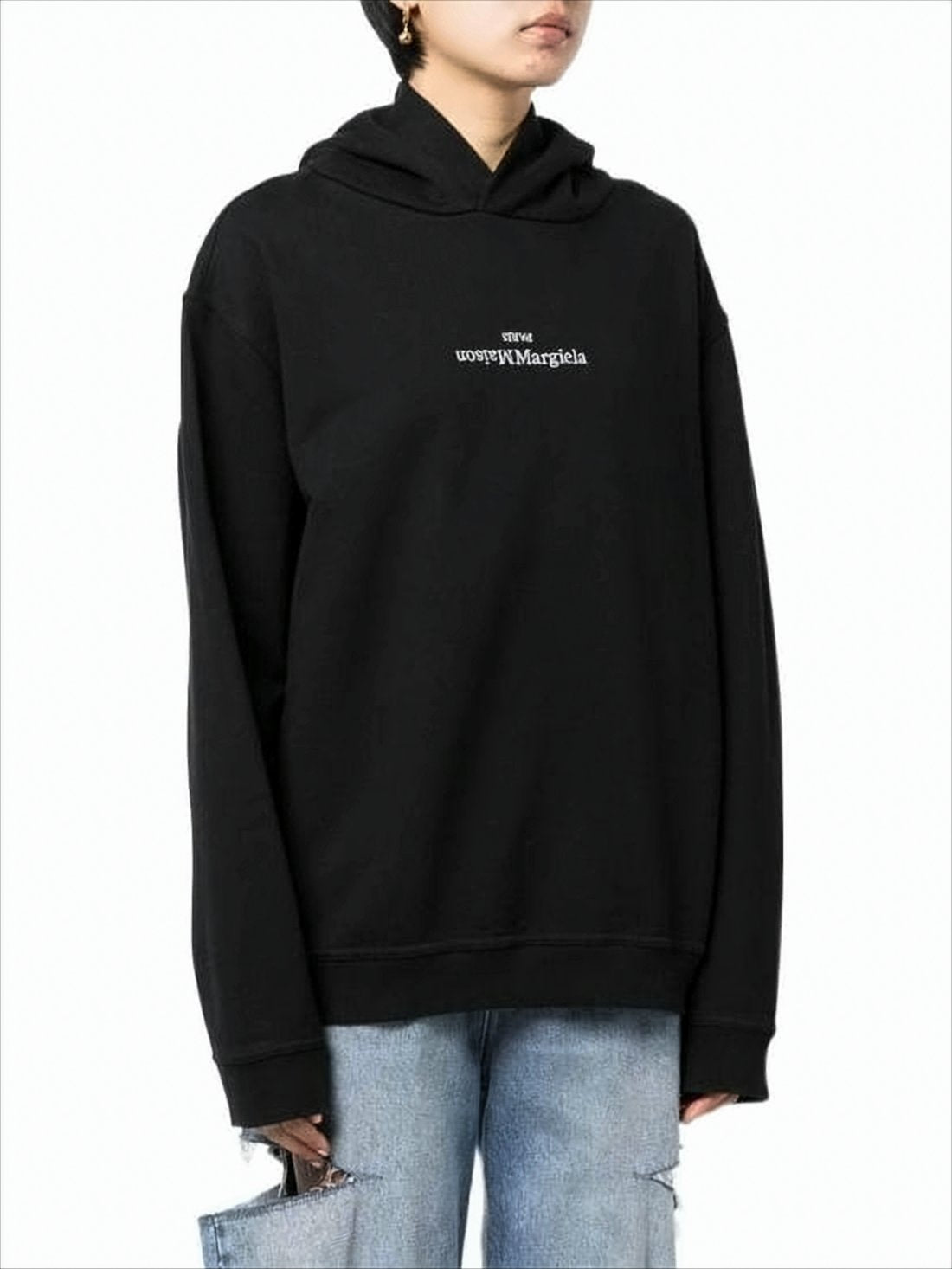 Black Relaxed-Fit Hoodie with Minimalist Design