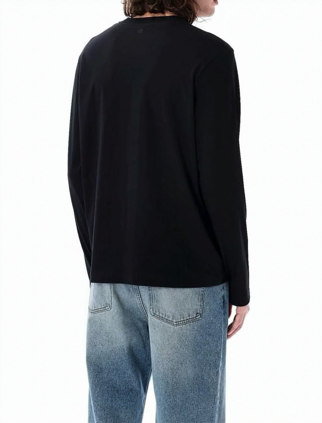 Minimalist Long-Sleeve Cotton Top with Embroidered Logo
